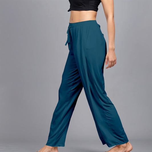 Teal Regular Pants - 100% Natural Viscose