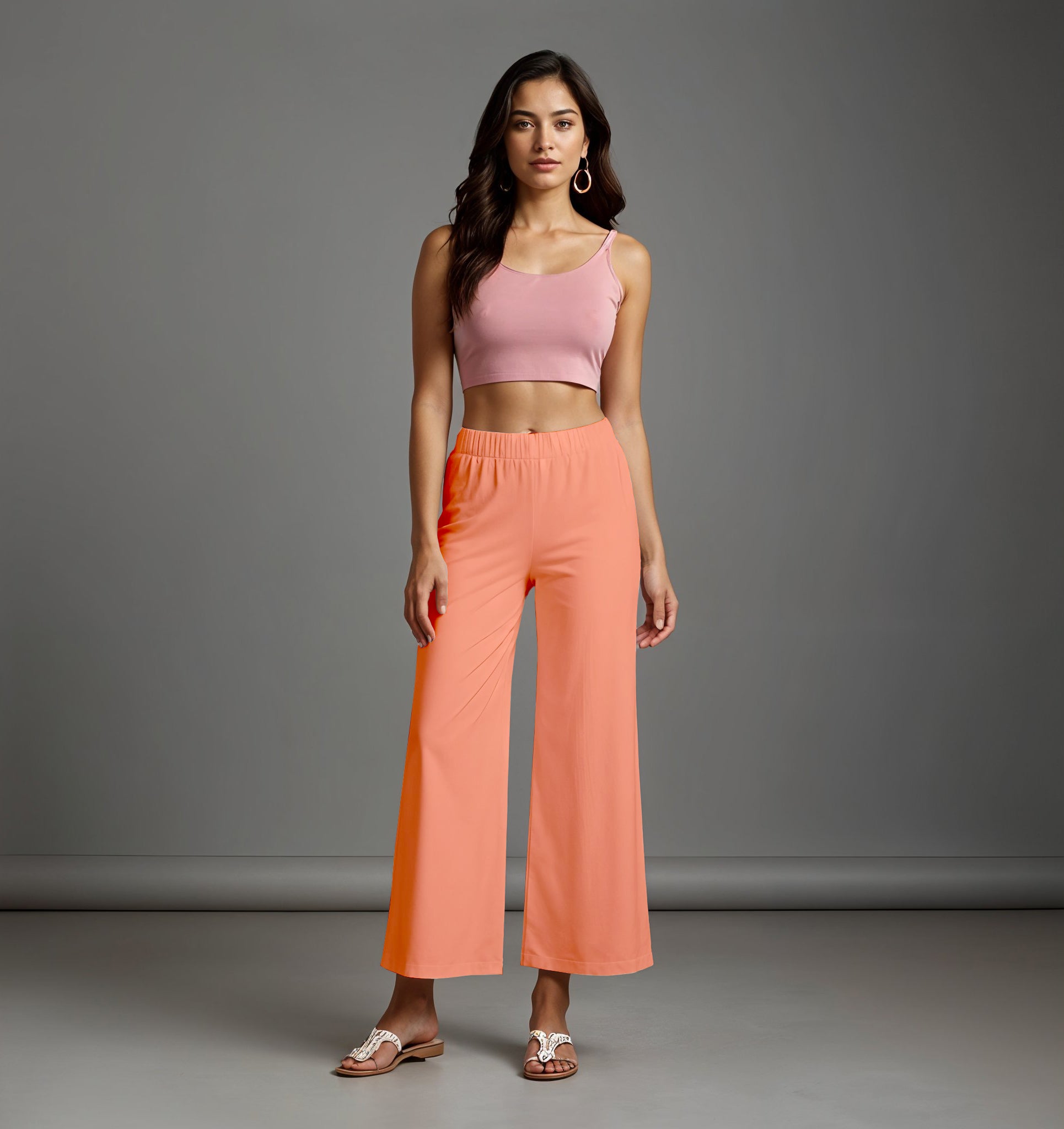 Peach Palazzo Pants - 100% Natural Cotton