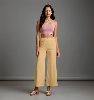 Biege Palazzo Pants - 100% Natural Cotton