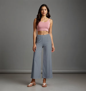 Ash Grey Palazzo Pants - 100% Natural Cotton