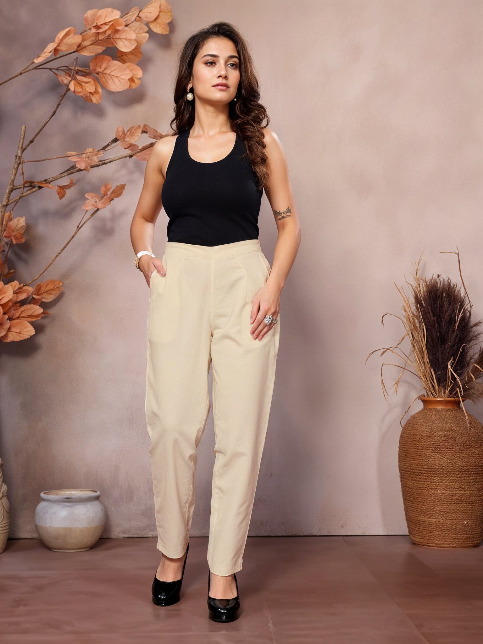 Beige Regular Jaipuri Pants - 100% Natural Cotton