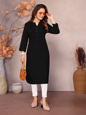 Black Long Kurti - 100% Pure Natural Viscose