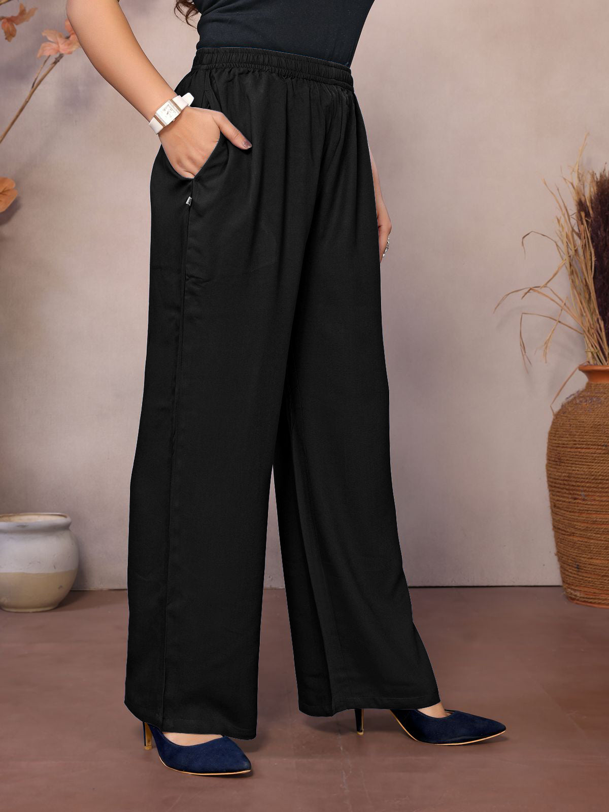 Black Palazzo Pant - 100% Natural Viscose