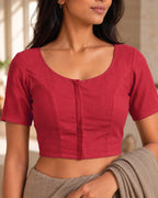 Ruby Red Low Neck Short Sleeve blouse view 1