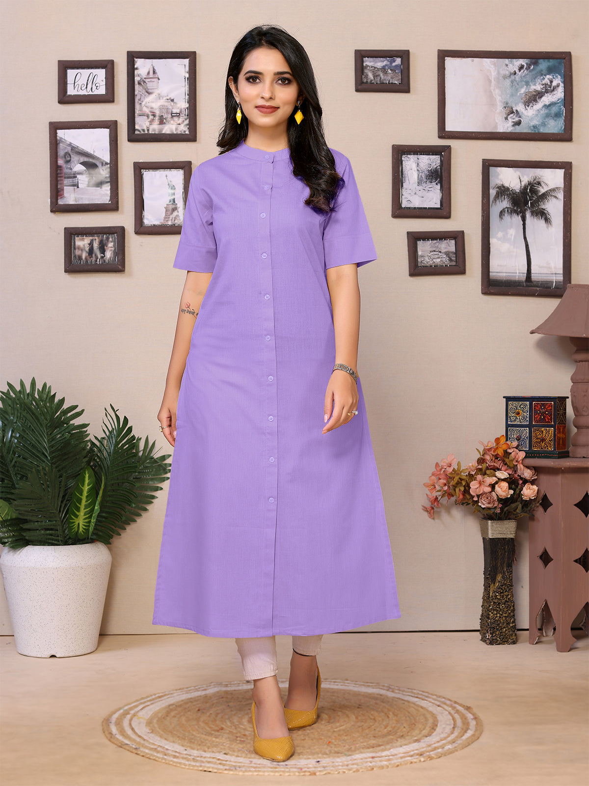 Lavender Flared kurti - 100% Pure Cotton