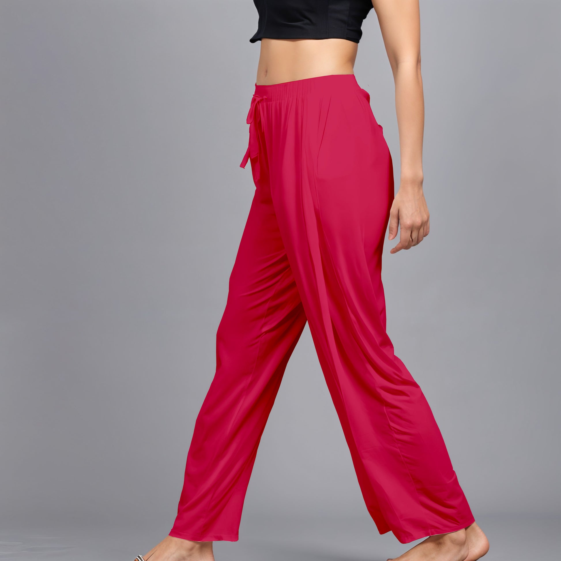 Red Regular Pants - 100% Natural Viscose
