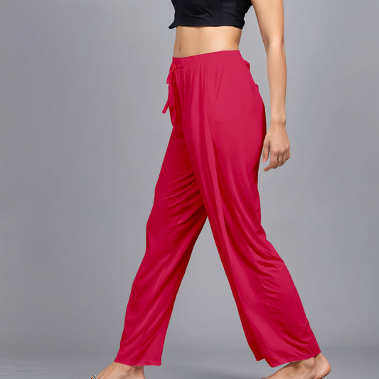 Red Regular Pants - 100% Natural Viscose