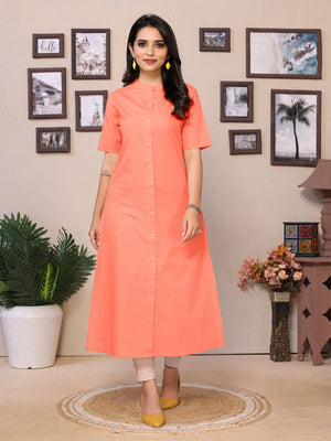 Peach Flared kurti - 100% Pure Cotton