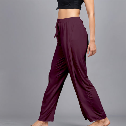 Wine/Maroon Regular Pants - 100% Natural Viscose