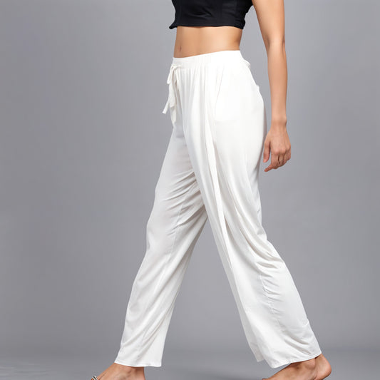 White Regular Pants - 100% Natural Viscose
