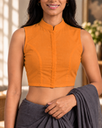 Burnt Orange High Neck Sleeveless blouse view 1