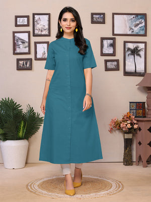 Teal Flared kurti - 100% Pure Cotton