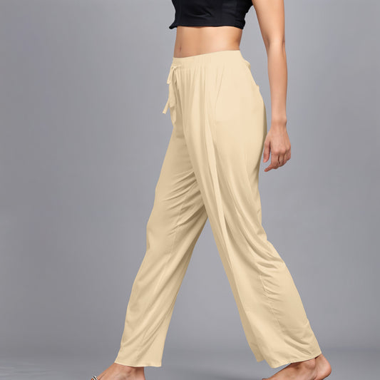 Biege Regular Pants - 100% Natural Viscose