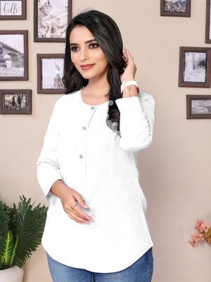 White Yoke design Short Kurti – 100% Pure Cotton