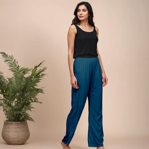 Teal Regular Pants - 100% Natural Viscose
