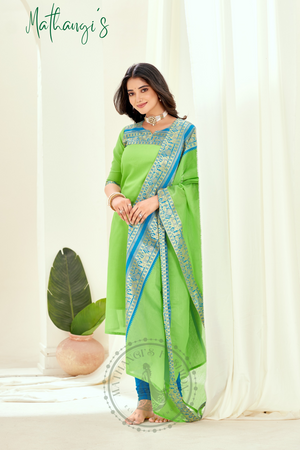 Light Green Ethnic Cotton Kurta with dupatta