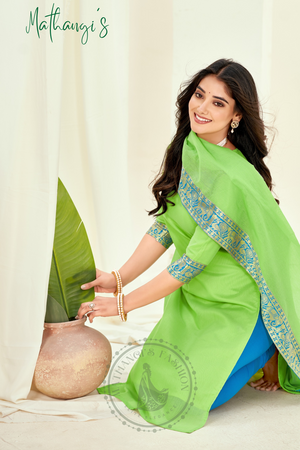 Light Green Ethnic Cotton Kurta with dupatta
