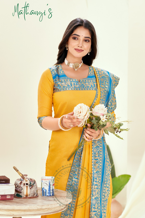 Yellow Ethnic Cotton Kurta with dupatta