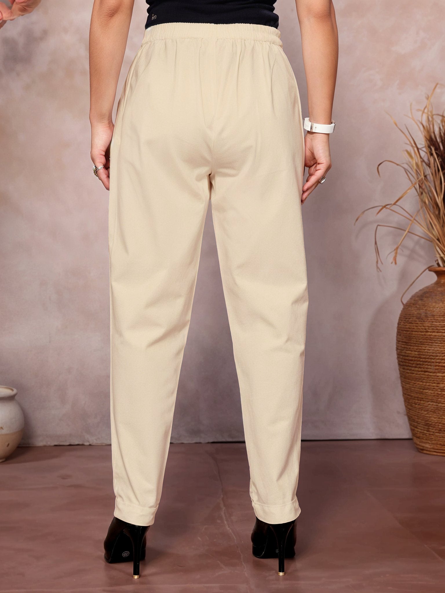 Beige Regular Jaipuri Pants - 100% Natural Cotton