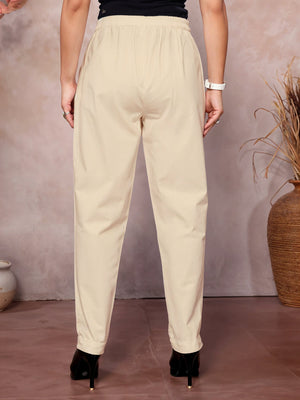 Beige Regular Jaipuri Pants - 100% Natural Cotton