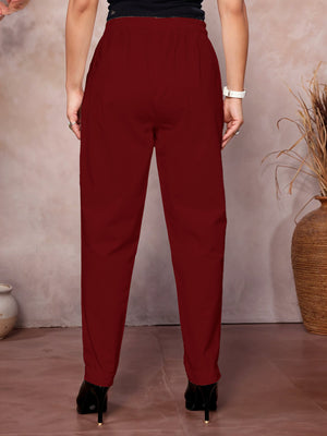 Maroon Regular Jaipuri Pants - 100% Natural Cotton