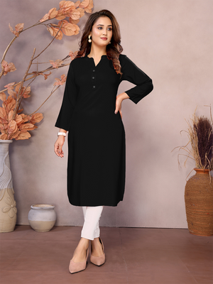 Black Long Kurti - 100% Pure Natural Viscose