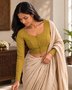 Golden Yellow Low Neck Full Sleeve blouse view 2