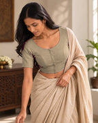 Sandy Beige Low Neck Short Sleeve blouse view 2