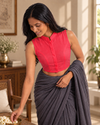 Ruby Red High Neck Sleeveless blouse view 2
