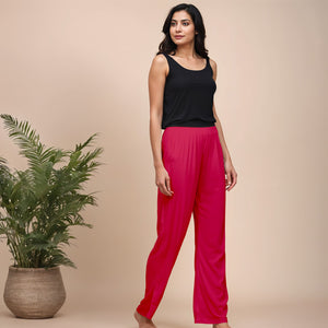 Red Regular Pants - 100% Natural Viscose