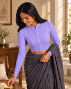 Lavender Full Sleeve Front Open Classic Blouse - 2.png