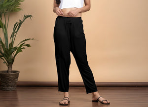 Black Regular Pants - 100% Natural Viscose