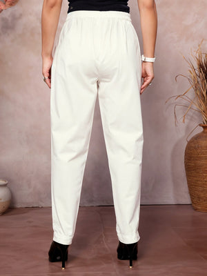 White Regular Jaipuri Pants - 100% Natural Cotton