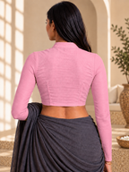 Blush Pink High Neck Full Sleeve blouse view 3