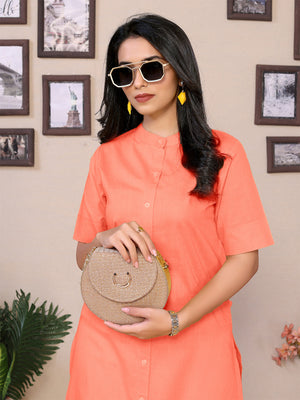 Peach Flared kurti - 100% Pure Cotton