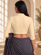 Sandy Beige High Neck 3/4 Sleeve blouse view 3