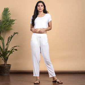 White Regular Pants - 100% Natural Viscose