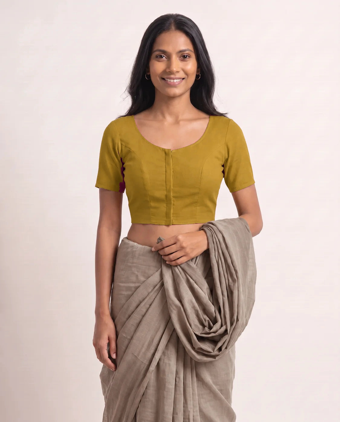 Golden Yellow Low Neck Short Sleeve blouse view 3