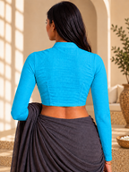 Aqua Bloom Full Sleeve Front Open Classic Blouse - 3.png