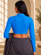 Royal Blue Full Sleeve Front Open Classic Blouse - 3.png