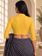 Golden Yellow High Neck 3/4 Sleeve blouse view 3