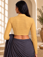 Marigold Glow Full Sleeve Front Open Classic Blouse - 3.png