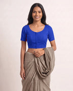Cobalt Blue Low Neck Short Sleeve blouse view 3