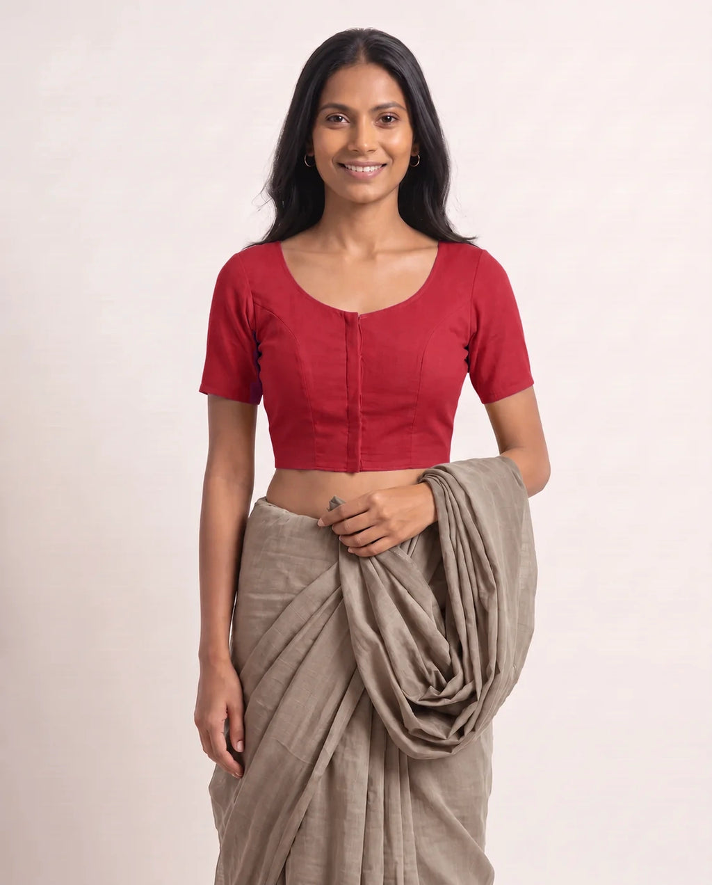 Ruby Red Low Neck Short Sleeve blouse view 3