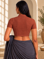 Terracotta Short Sleeve Front Open Classic Blouse - 3.png