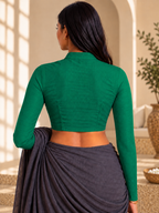 Emerald Green Full Sleeve Front Open Classic Blouse - 3.png
