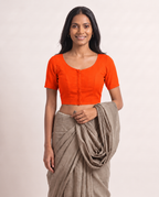 Neon Orange low-neck blouse, view 3
