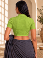 Lime Green High Neck Short Sleeve blouse view 3