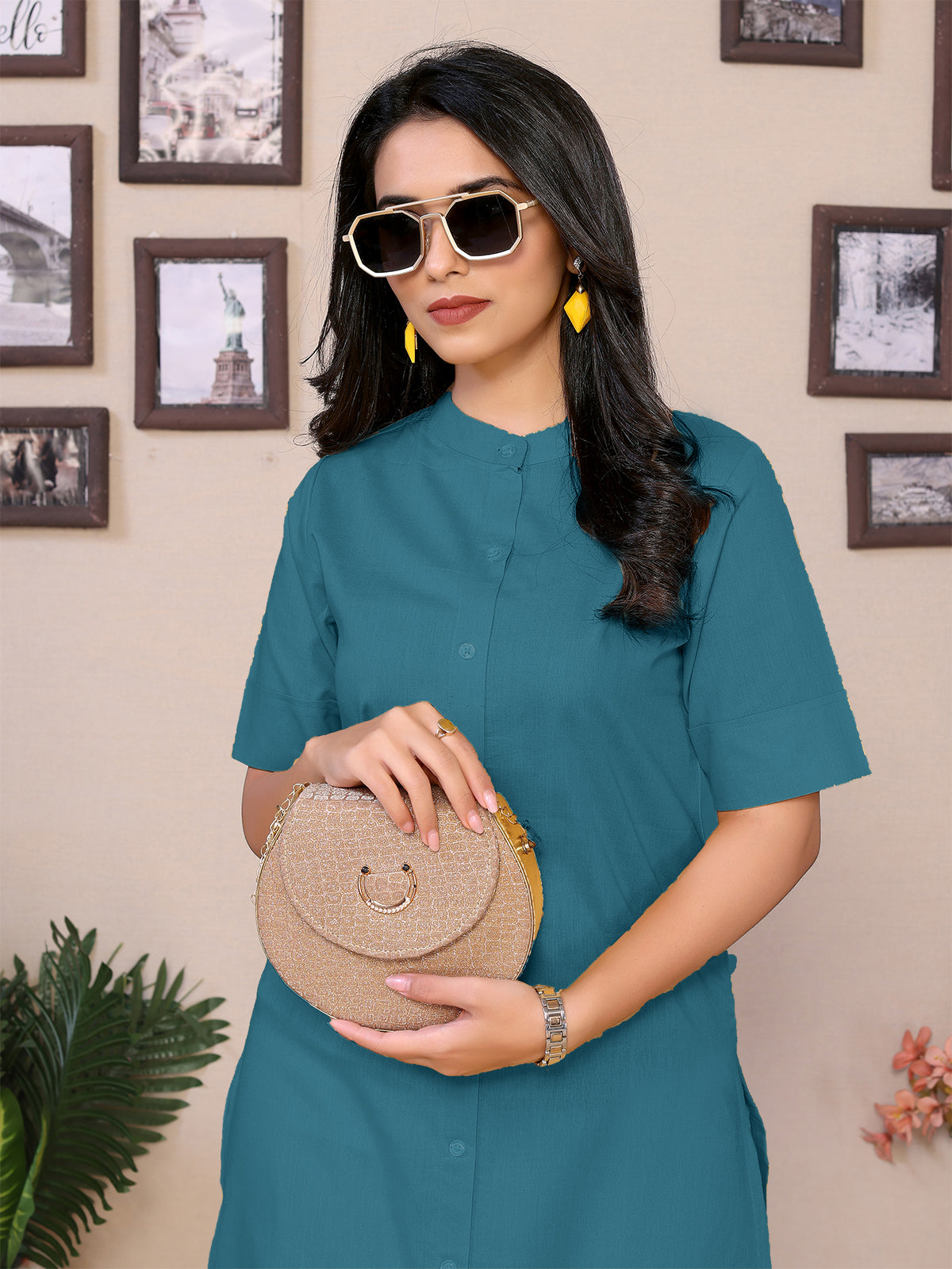 Teal Flared kurti - 100% Pure Cotton