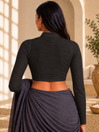 Classic Black Full Sleeve Front Open Classic Blouse - 3.png
